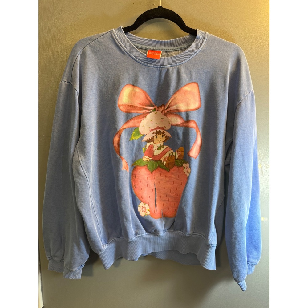 Mad Engine Strawberry Shortcake Graphic Sweatshirt Blue Vintage Style Small